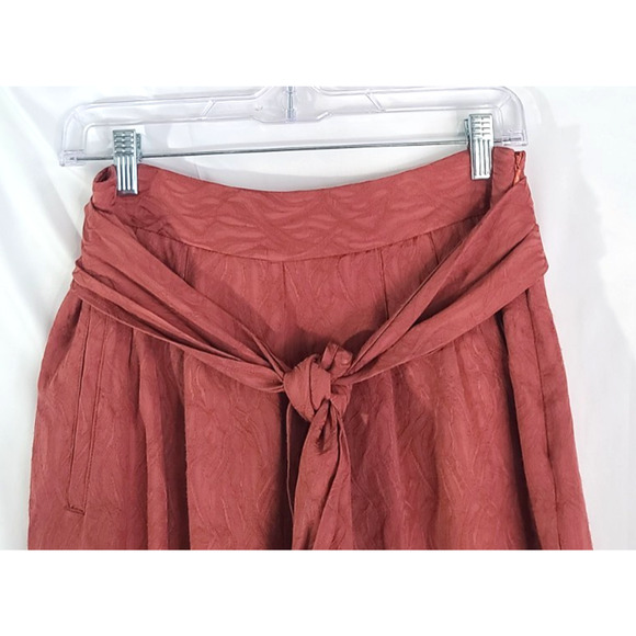 Anthropologie Ett:Twa Rust Textured Cropped Tie Waist Pants US 4 UK 8 - Picture 3 of 6